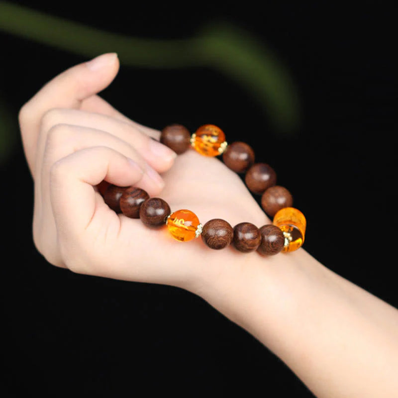 Buddha Stones Natural Phoebe Zhennan Wood Om Mani Padme Hum God Of Wealth Crystal Protection Bracelet (Extra 40% Off | USE CODE: FS40)