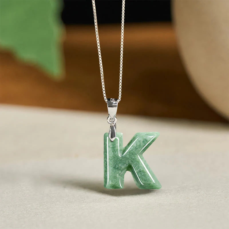 Buddha Stones May You Find Your Own Meaning Natural A-Z Letter Jade Titanium Steel Chain Necklace Includes Gift Message Card