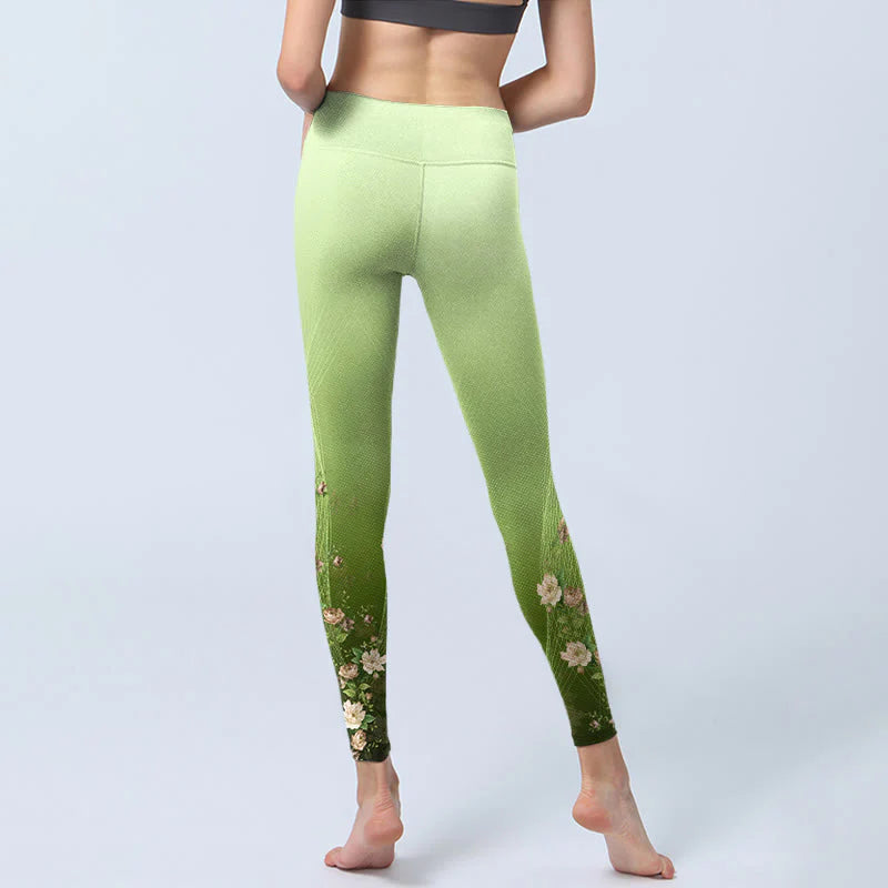 Buddha Stones Rose Lines Pattern Print Gym Leggings Women's Yoga Pants