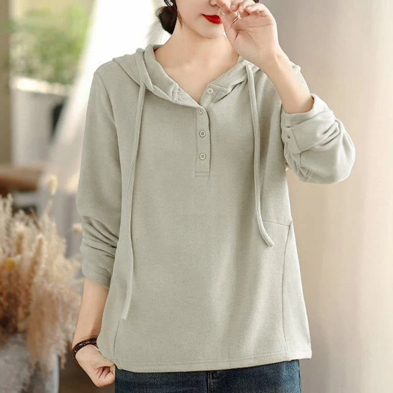 Buddha Stones Winter Solid Color Cotton Long Sleeve Women's Hoodie Has Hood