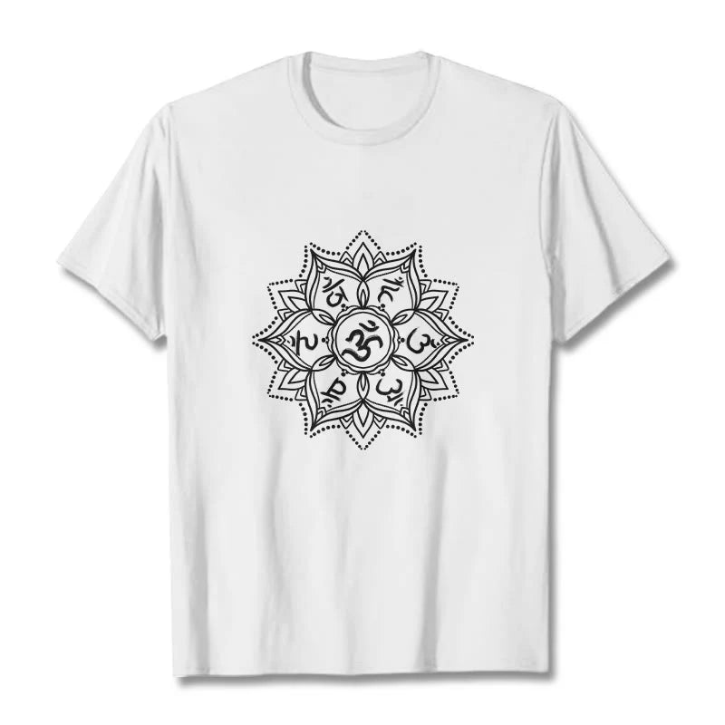 Buddha Stones Mandala Flower Om Mani Padme Hum Sanskrit Mantra Tee T-shirt