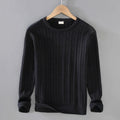 Buddha Stones Cable Knit Design Men's Crew Neck Long Sleeve Pure Cotton Sweater