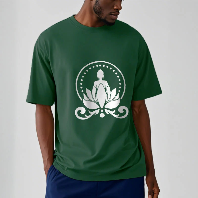 Buddha Stones Meditation Buddha Seated On A Lotus Flower Tee T-shirt