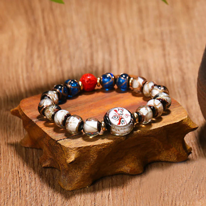 Buddha Stones Tibetan Five God of Wealth Thangka Liuli Glass Bead Chinese Zodiac Protection Bracelet (Extra 35% Off | USE CODE: FS35)