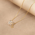 Buddha Stones Natural Clear Quartz Copper Coin Healing Necklace