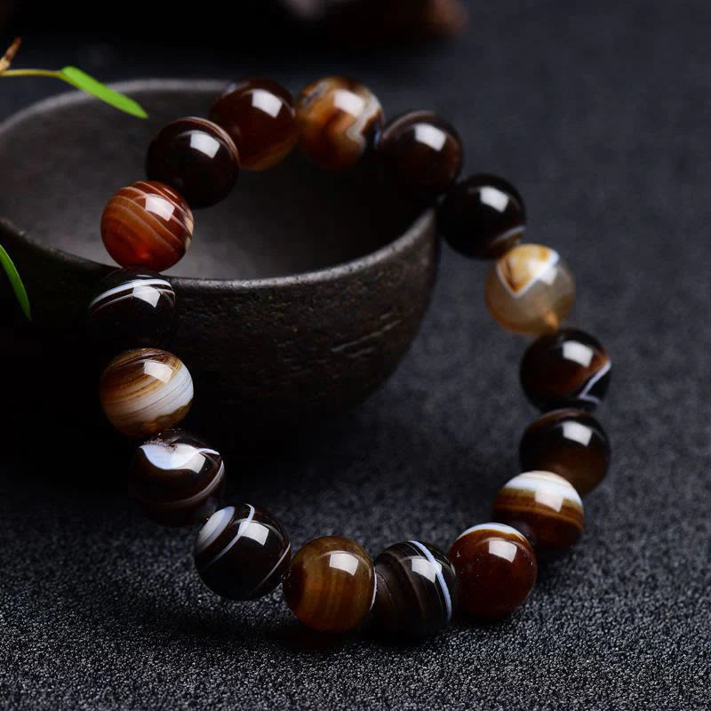 Buddha Stones Tibetan Sardonyx Happiness Positive Bracelet
