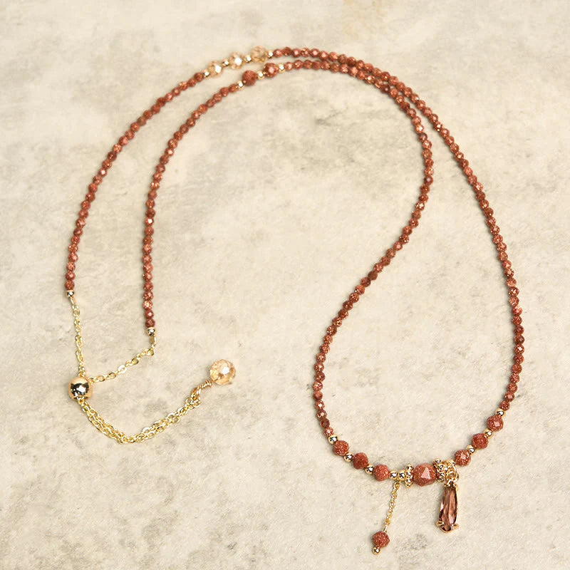Buddha Stones Natural 2mm Goldstone Beads Positive Multi Layer Bracelet