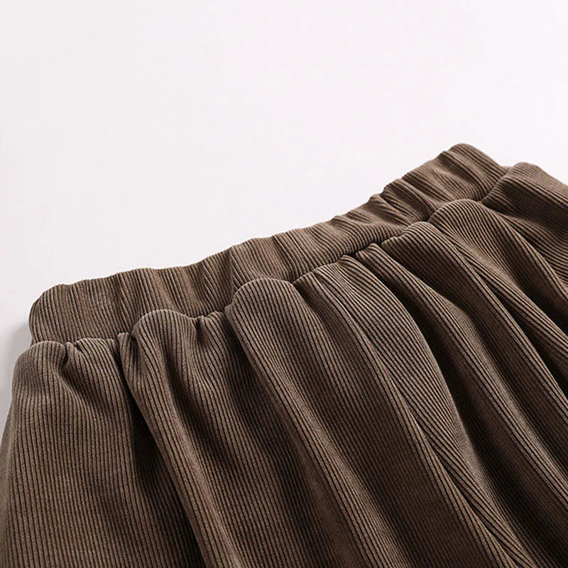 Buddha Stones Winter Solid Color Lace-up Men's Harem Cotton Corduroy Pants With Pockets