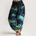 Buddha Stones Pure Cotton Gorgeous Phoenix Mountain Cloud Pattern Women's Elastic Waist Harem Pants