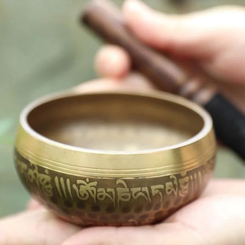 Buddha Stones Tibetan Sound Bowl Handcrafted for Yoga and Meditation Singing Bowl Set