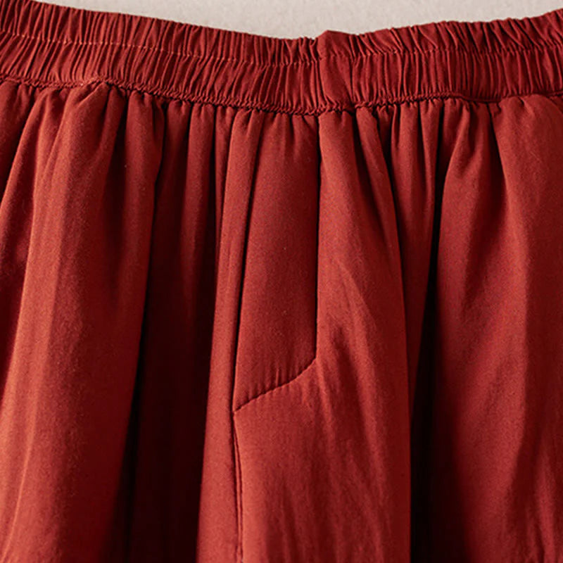 Buddha Stones Plain Women's Harem Thick Pants With Pockets