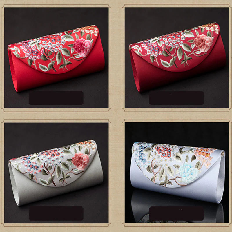 Buddha Stones Hydrangea Su Embroidery Wedding Shopping Wallet Purse Handbag Crossbody Bag