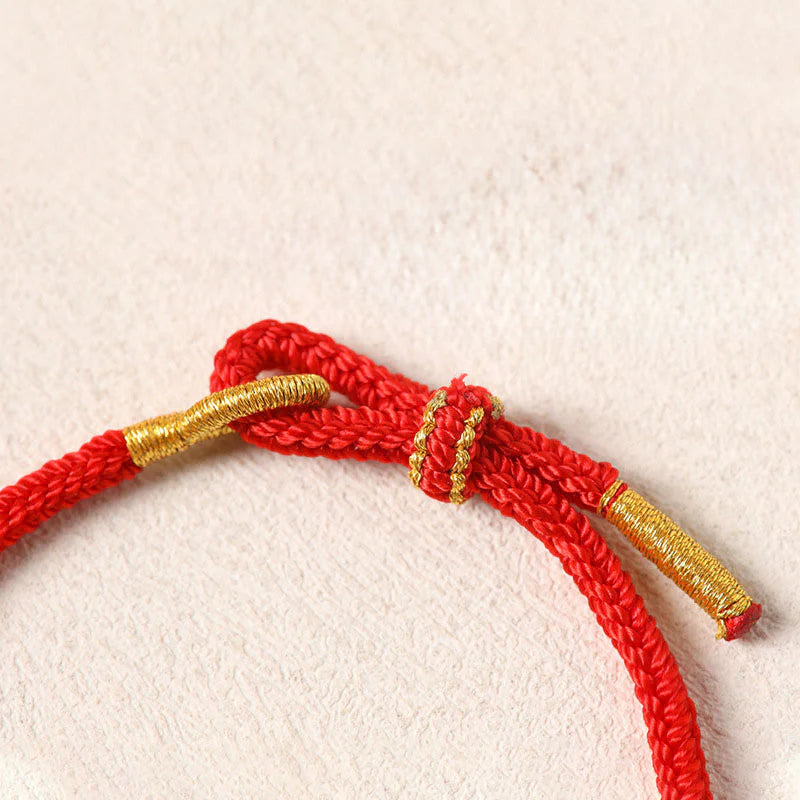 Buddha Stones Year Of The Horse Copper Red String Fu Character Lotus Luck Bracelet