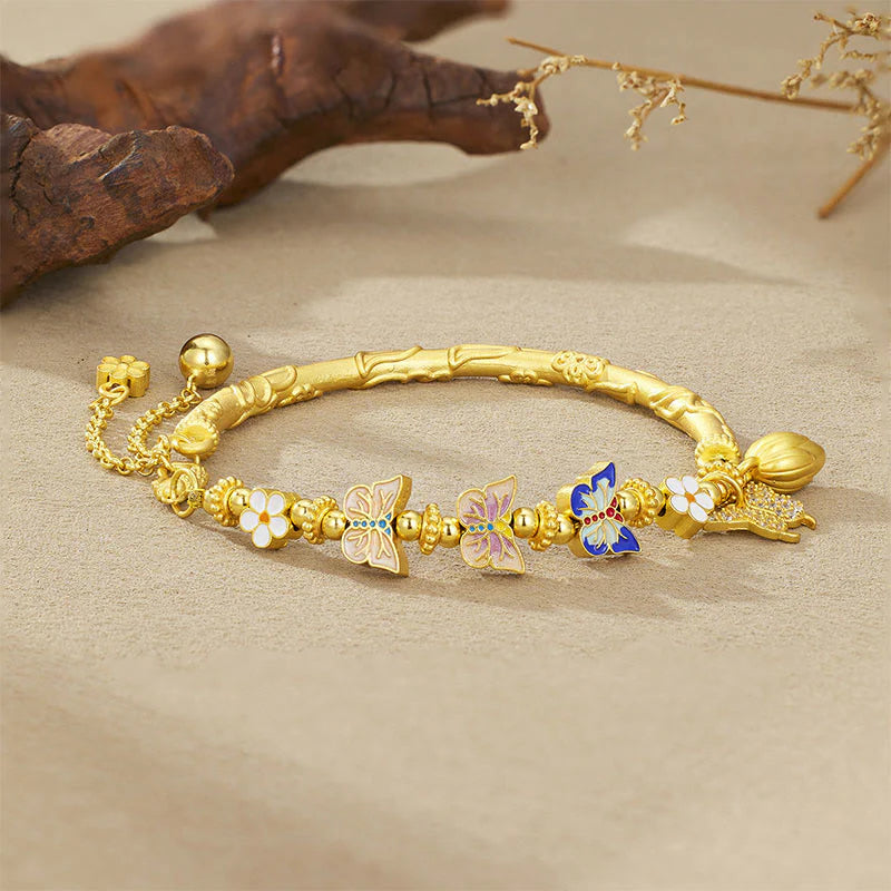 Buddha Stones 925 Sterling Silver Butterfly Flower Balance Bracelet