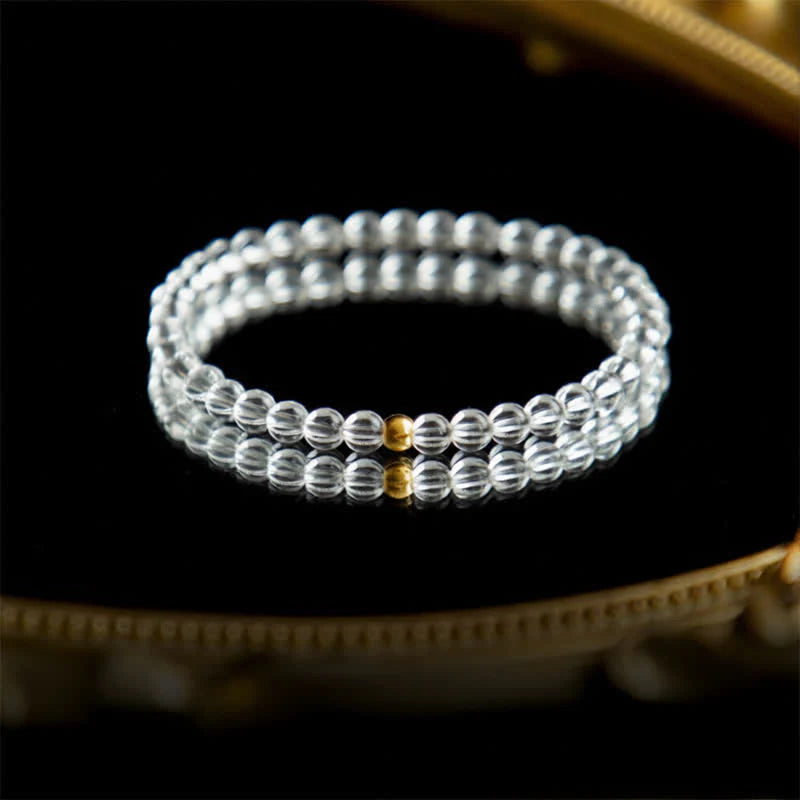 Buddha Stones Natural 4mm Clear Quartz Meditation Bracelet