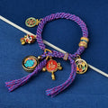 Buddha Stones Tibetan Green Tara Zakiram Goddess of Wealth Thangka Luck Braid String Bracelet