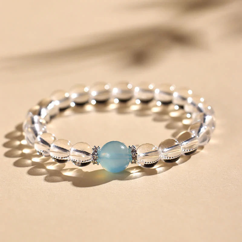 Buddha Stones Clear Quartz Aquamarine Healing Bracelet