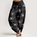 Buddha Stones Cotton Exquisite Retro Flower Pattern Women's Elastic Waist Harem Pants