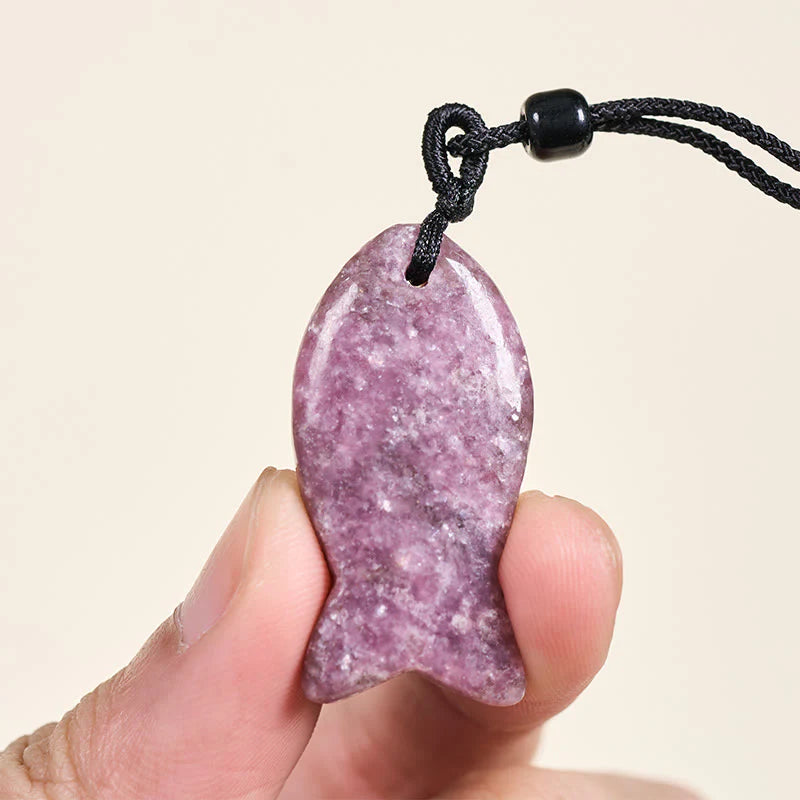 Buddha Stones Koi Fish Pink Crystal Indian Agate Amethyst Topaz Red Jasper Success Warmth Necklace Pendant