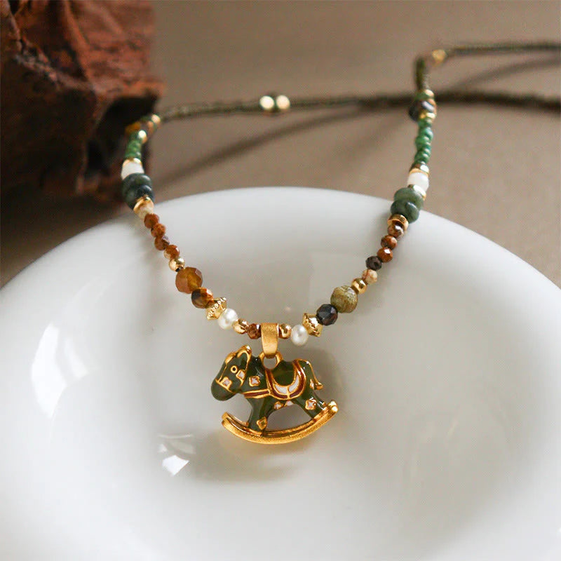 Buddha Stones Year Of The Horse Copper Tiger Eye Various Beads Balance Necklace Pendants