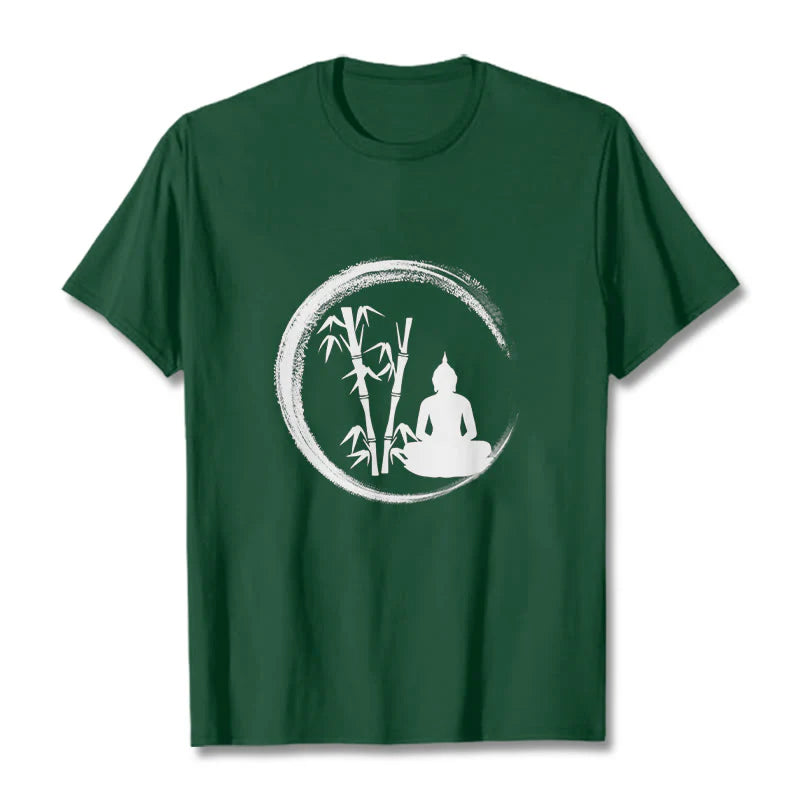 Buddha Stones Zen Buddha Statue Sitting Bamboo Meditation Tee T-shirt