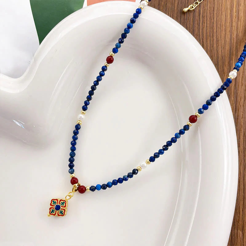 Buddha Stones Lazurite Pearl Positive Necklace Pendant