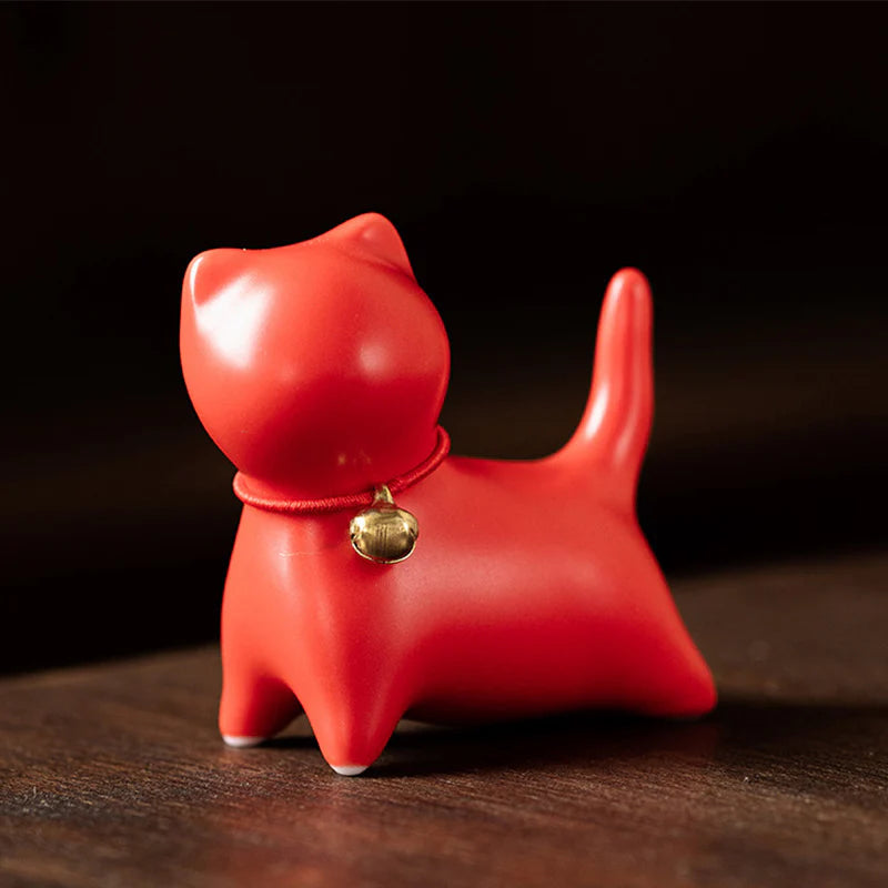 Buddha Stones Mini Small Cute Cat Tea Pet Ceramic Home Desk Figurine Decoration
