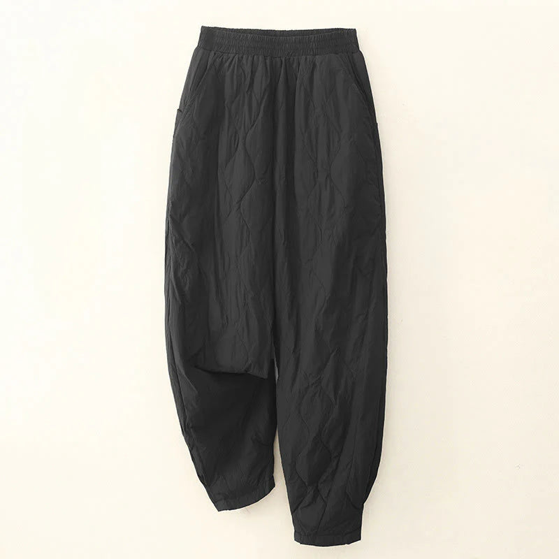 Buddha Stones Winter Solid Color Women's Cotton Thermal Pants With Pockets