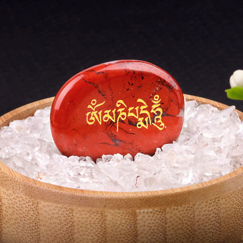 FREE Today: Spiritual Awareness Om Mani Padme Hum Amethyst Tiger Eye Palm Stone Crystal Decor 35*45mm