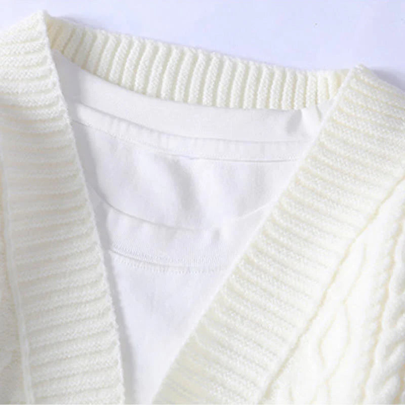 Buddha Stones Jacquard Ethnic Long Sleeve Men's Knitted Sweater With Pockets