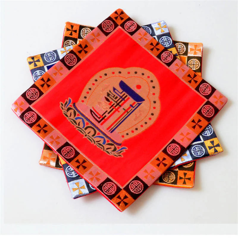Buddha Stones Prayer Altar Mat Man-Bcu Kalachakra Healing Meditation Jacquard Mat