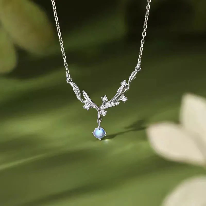 Buddha Stones 925 Sterling Silver Mistletoe Keep Away Evil Spirits Necklace Pendant