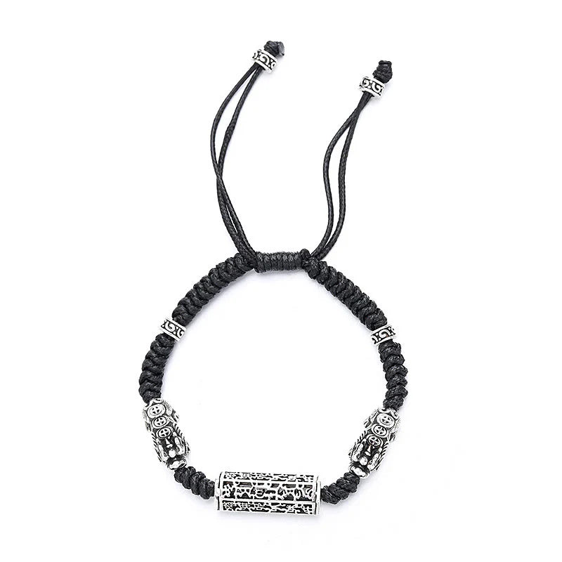 Buddha Stones Tibetan Black String Copper Om Mani Padme Hum Pixiu Protection Braided Bracelet