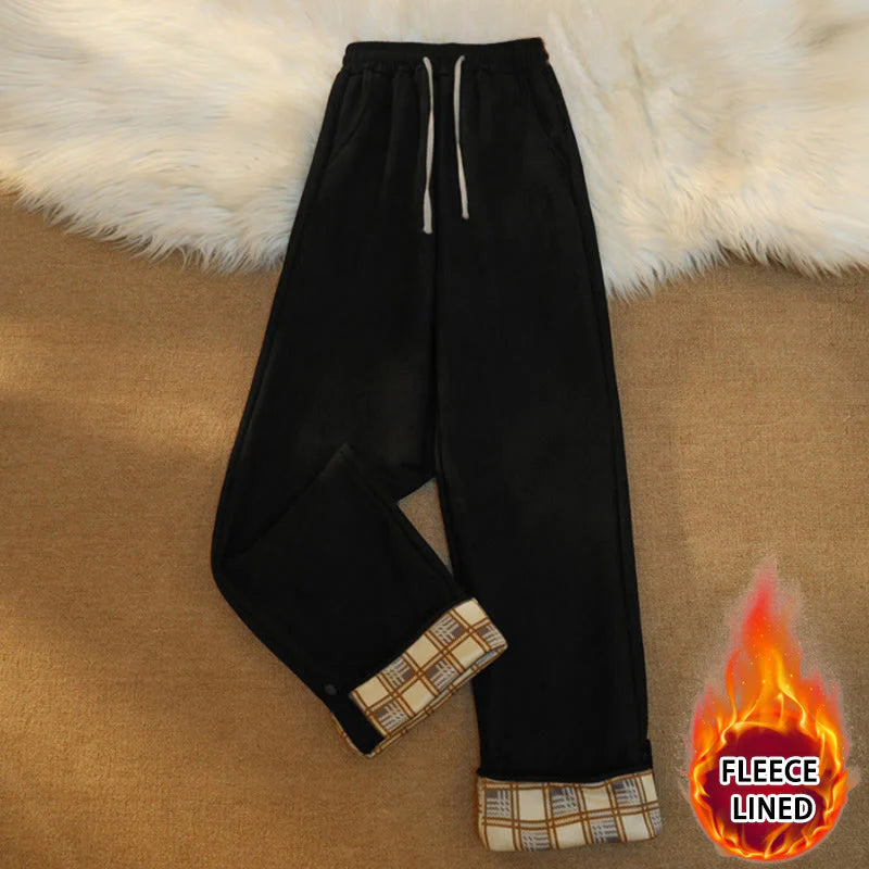 Buddha Stones Women's Patchwork Cotton Corduroy Fleece-Lined Wide Leg Pants With Pockets