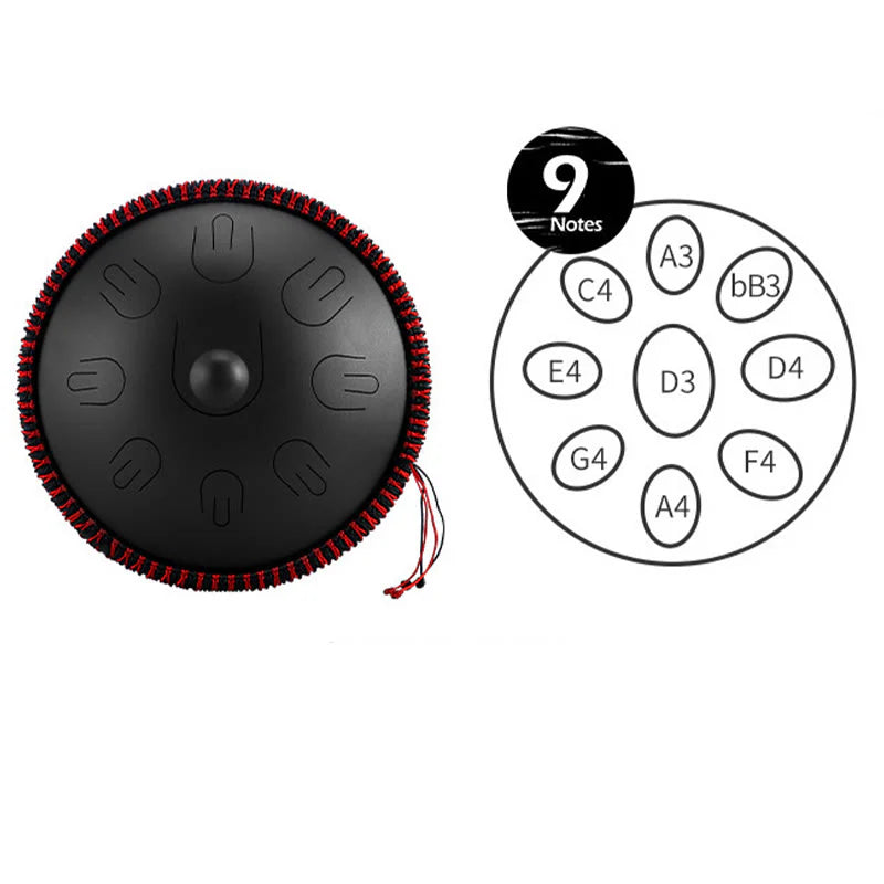 Buddha Stones Steel Tongue Drum Sound Healing Yoga Meditation Kit 9 Note 15 Inch Handpan Instrument