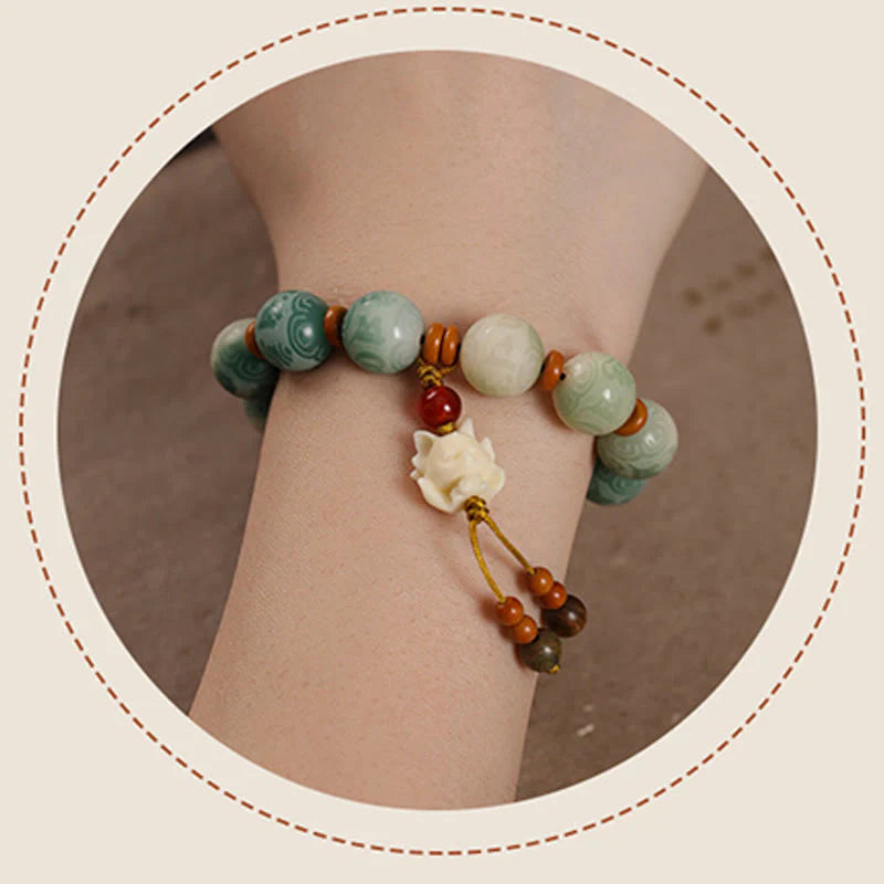 Buddha Stones Gradient Bodhi Seed Om Mani Padme Hum Carved Zakiram Peace Bracelet