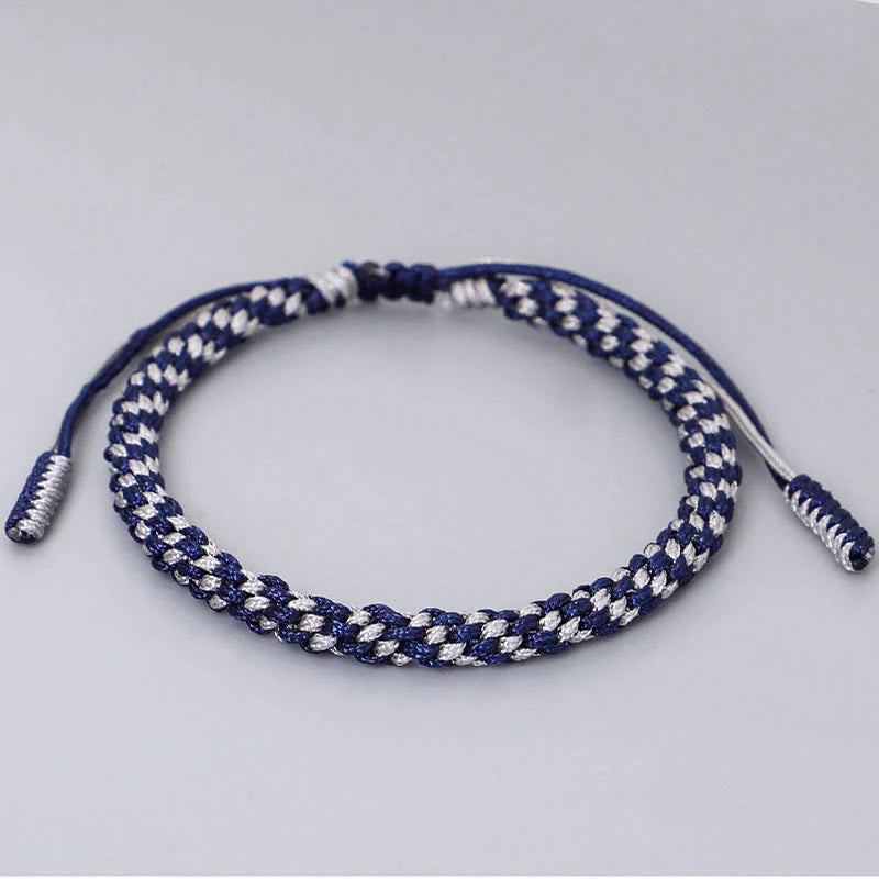 Buddha Stones 3Pcs Blue Gray String Golden Copper Beads Self Care Bracelet