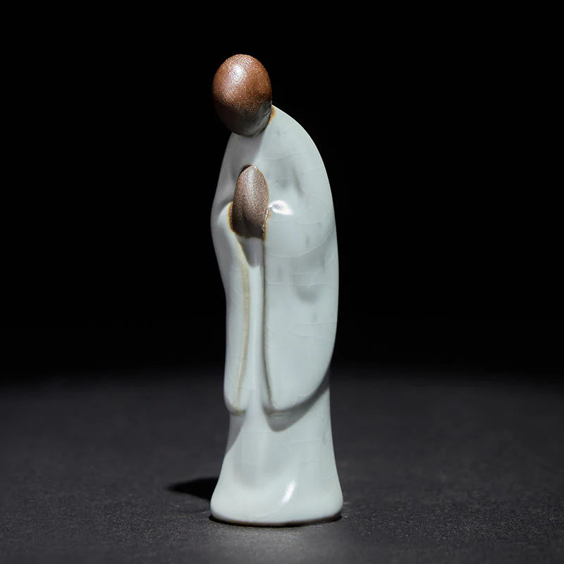 Buddha Stones Meditation Monk Ceramic Statue Serenity Home Decoration