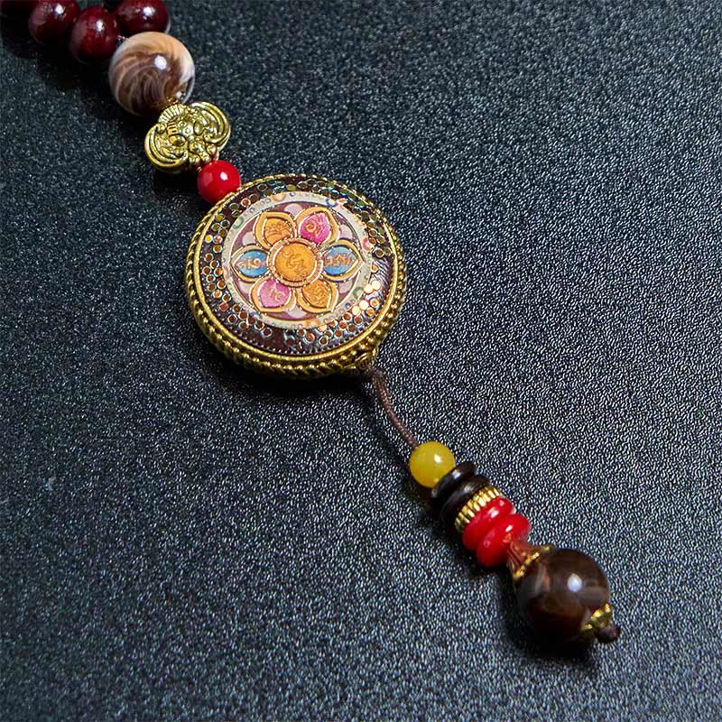 FREE Today: Peace and Creativity Tibetan Handmade Wood Beads Om Mani Padme Hum Samantabhadra Bodhisattva Necklace Pendant