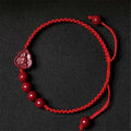 Buddha Stones Laughing Buddha Avalokitesvara Cinnabar Blessing String Bracelet