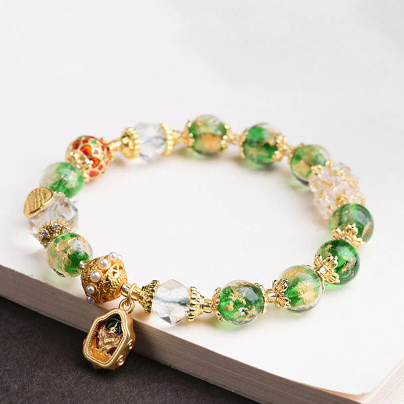Buddha Stones Liuli Glass 925 Sterling Silver Copper Keep Away Evil Spirits Bracelet