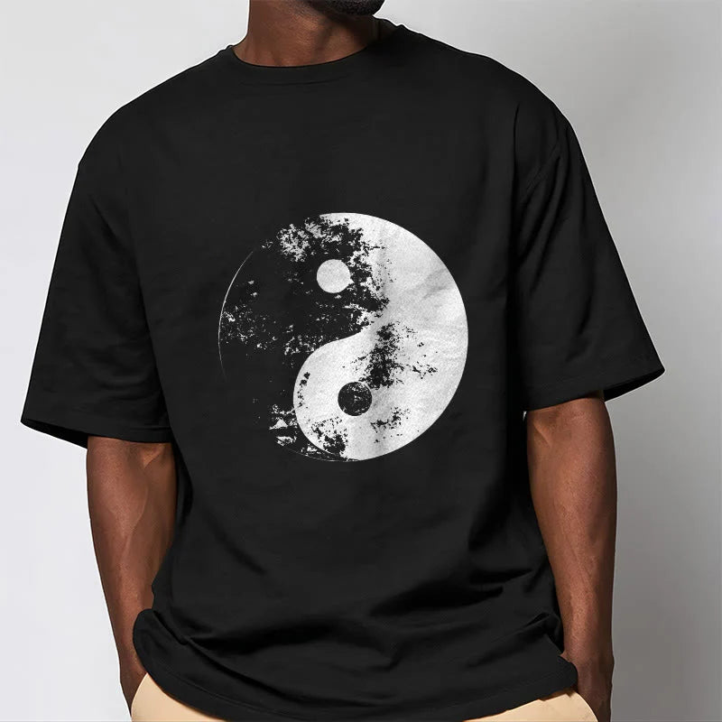 Buddha Stones Yin Yang Tai Chi Pattern Cotton Tee T-shirt