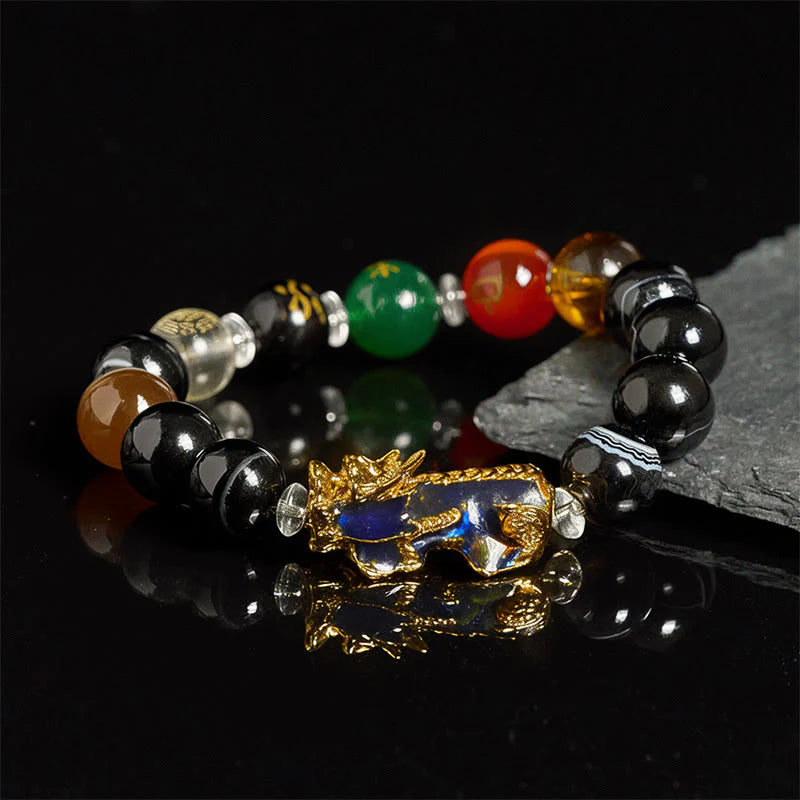 Buddha Stones Sardonyx Beads Five Elements Change Color Pi Xiu Positive Bracelet