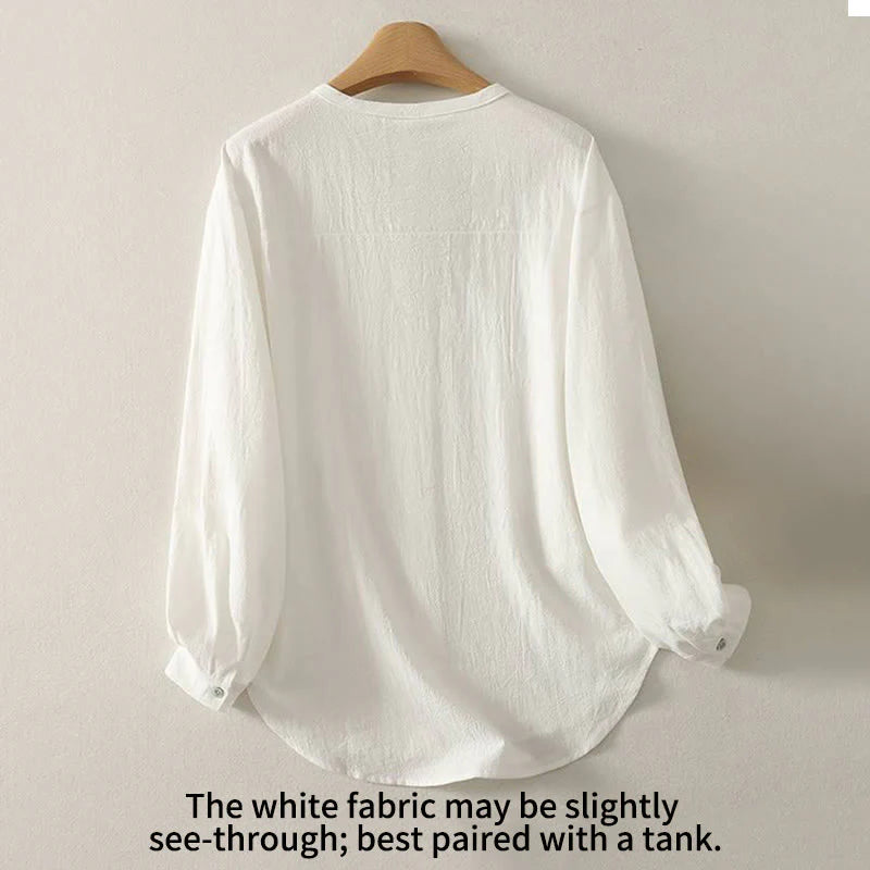 Buddha Stones Fall Crew Collar Long Sleeve Women's Polyester Shirt With Pockets