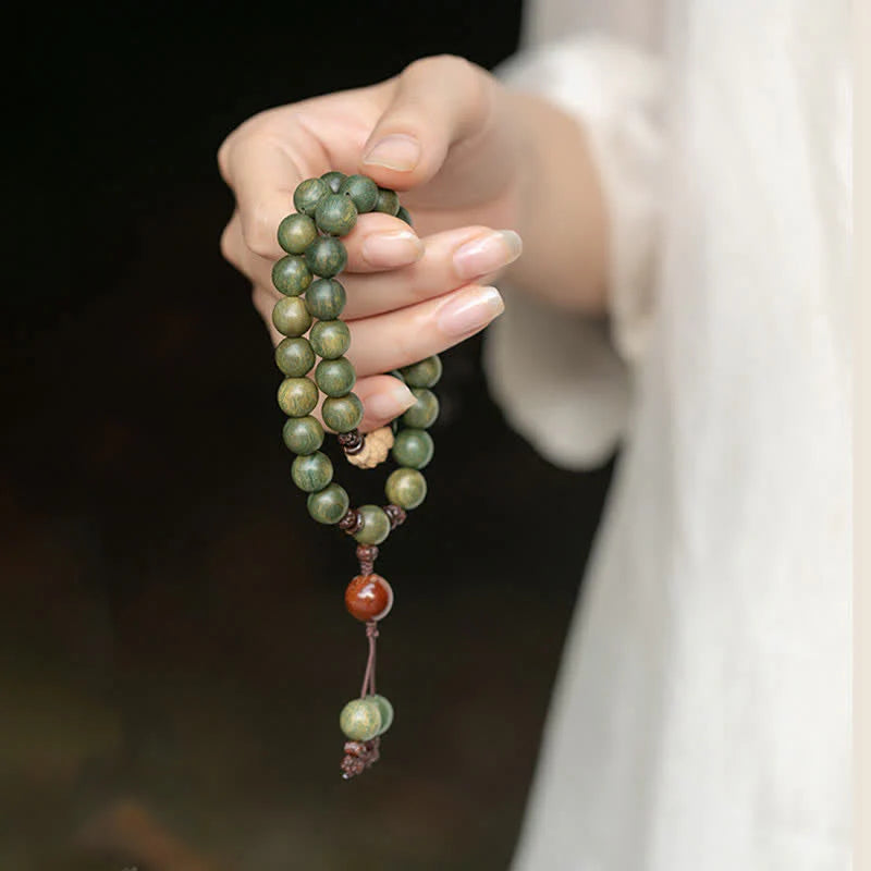 Buddha Stones Green Sandalwood Positive Peace Bracelet