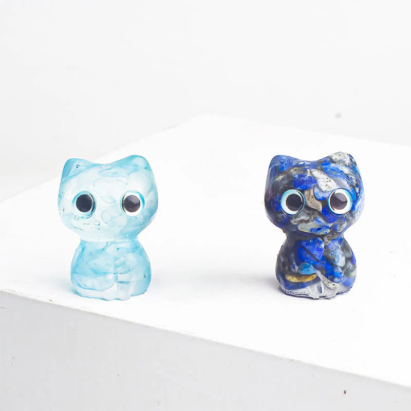 Buddha Stones Crystal Drip Resin Small Cat Purification Decoration Statue