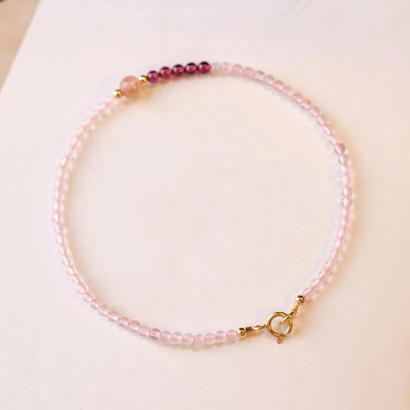 FREE Today: Loving Energy and Passionate 2mm Rose Quartz Garnet Strawberry Quartz Ultra-Thin Beads Bracelet
