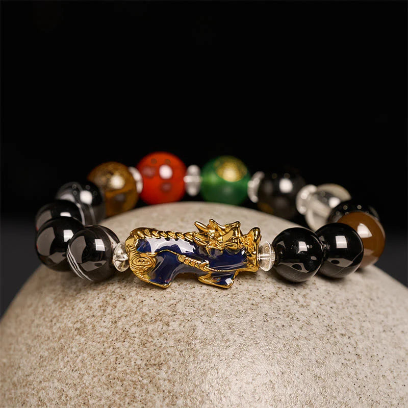 Buddha Stones Sardonyx Beads Five Elements Change Color Pi Xiu Positive Bracelet