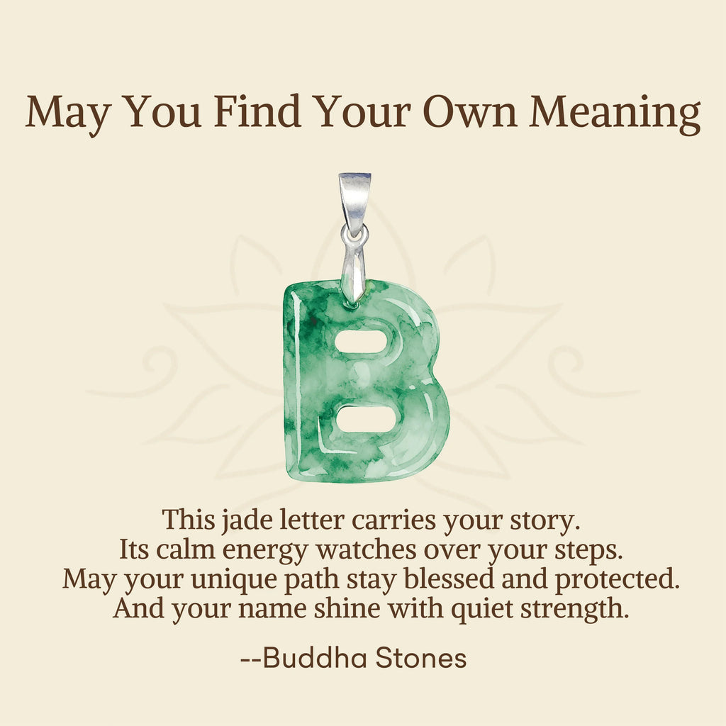 Buddha Stones May You Find Your Own Meaning Natural A-Z Letter Jade 925 Sterling Silver Chain Necklace Includes Gift Message Card