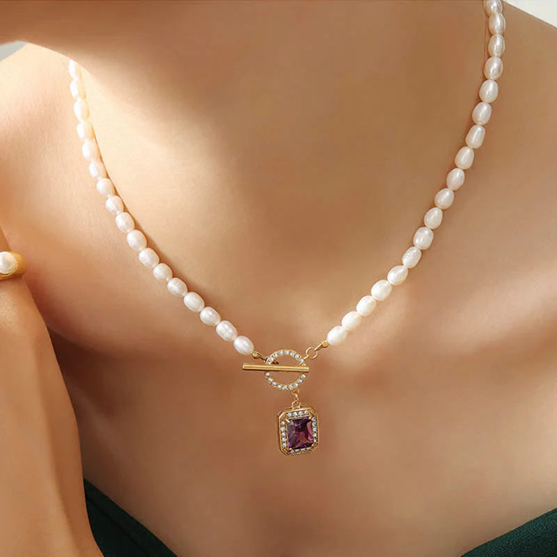 Buddha Stones Pearl Zircon Wealth Charm Necklace Pendant